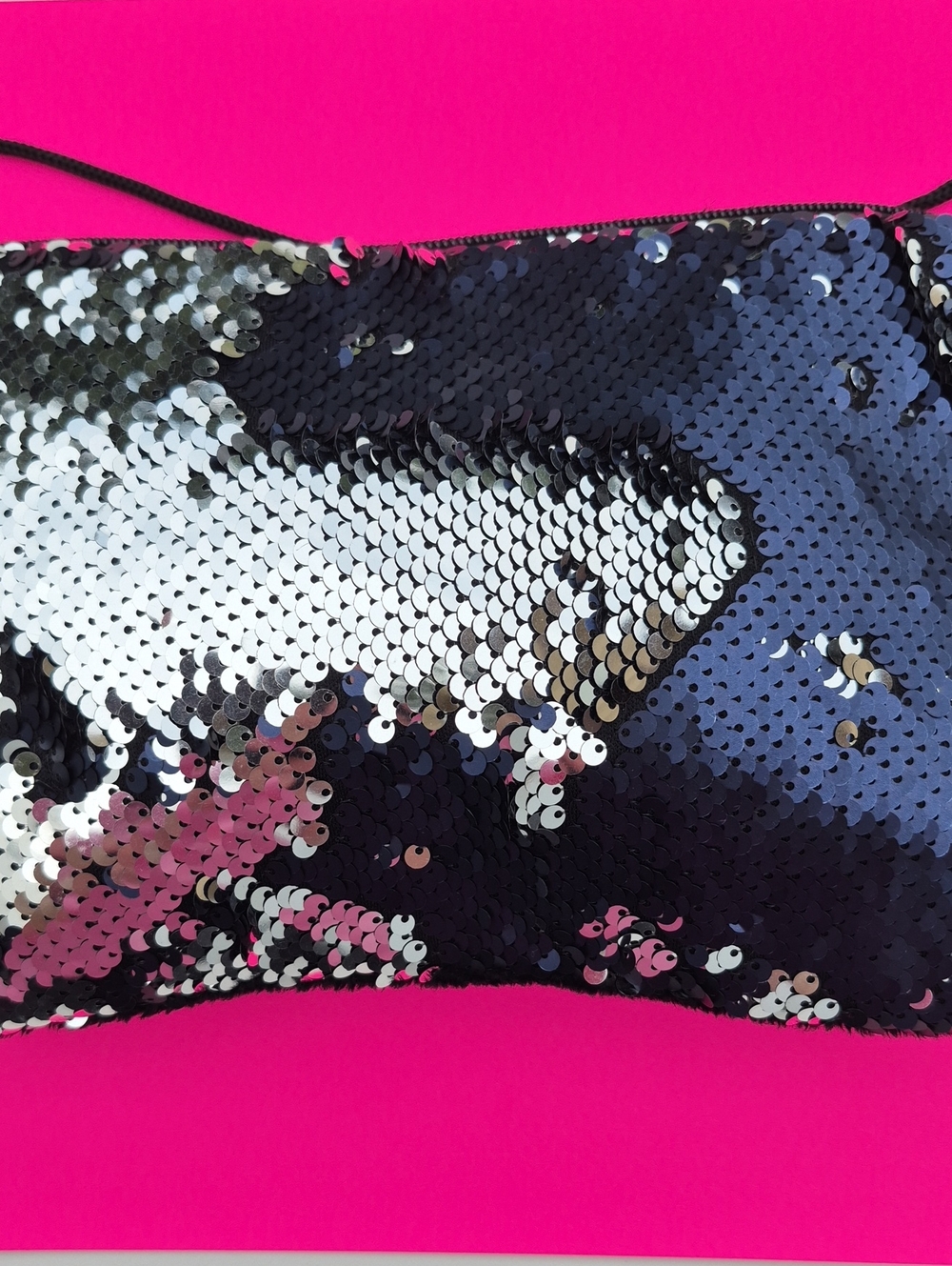 Reversible Sequin Clutch Bag - Blue & Silver